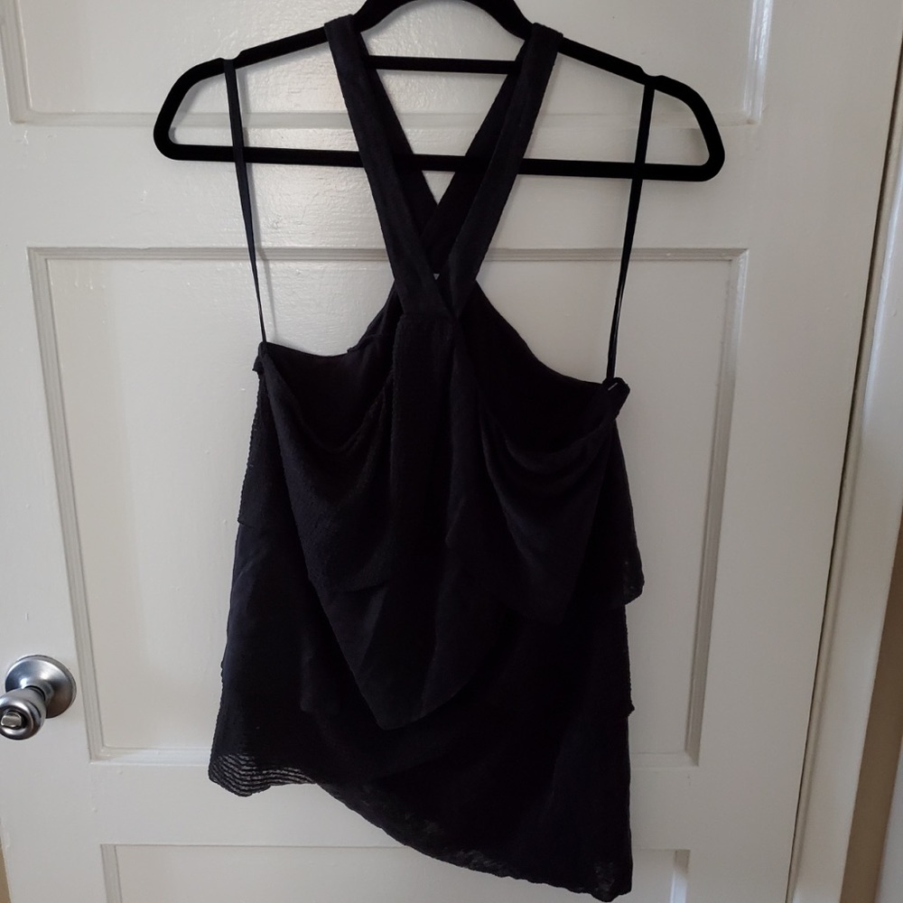 Anthropologie Vanessa Virginia Black petals halter top